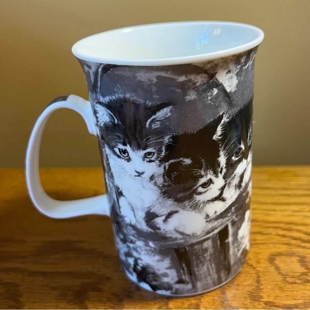Coffee Lover Cat Mug Ceramic Black and White
